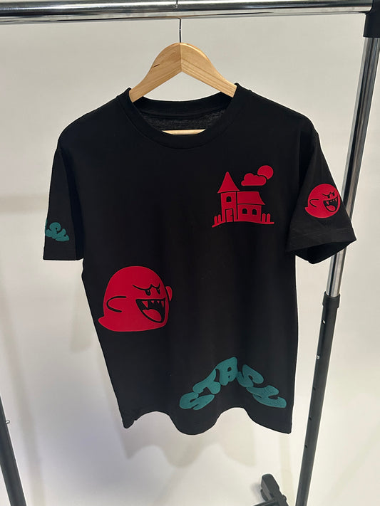 Black,Red&Green Puff Print Tee